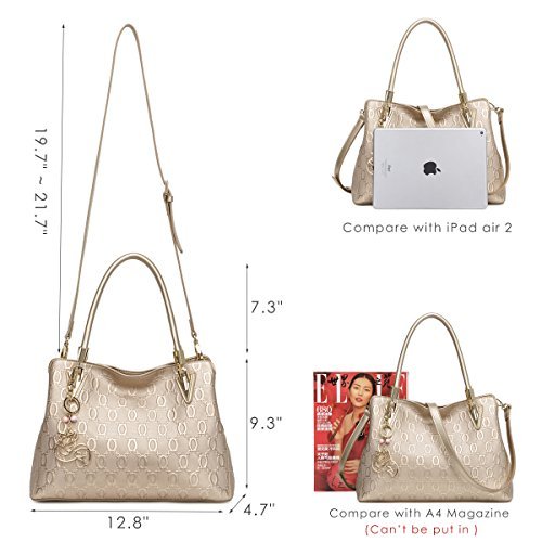 FOXER Leather Handbags for Women, Cow Leather Lock, Gold - FOXER Leather Handbags for Women, Cow Leather Lock, Gold - Travelking