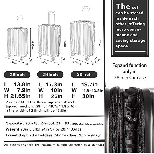 COOLIFE 3 Piece Expandable Luggage Set With TSA Lock - Teal - COOLIFE 3 Piece Expandable Luggage Set With TSA Lock - Teal - Travelking