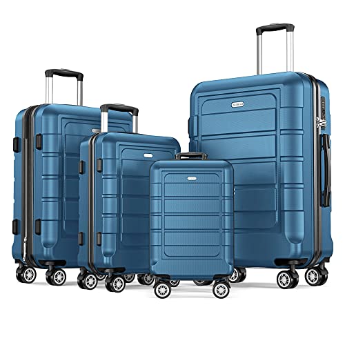 SHOWKOO Luggage Sets Expandable PC+ABS Durable Suitcase Sets, Navy - SHOWKOO Luggage Sets Expandable PC+ABS Durable Suitcase Sets, Navy - Travelking