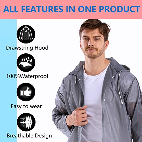 CeroPro Rain Coats for Adults Reusable - 2 Pack EVA - Grey - CeroPro Rain Coats for Adults Reusable - 2 Pack EVA - Grey - Travelking
