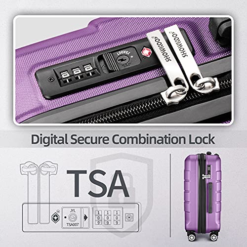 SHOWKOO 3 Piece Expandable Luggage Set - with TSA Lock - Purple - SHOWKOO 3 Piece Expandable Luggage Set - with TSA Lock - Purple - Travelking