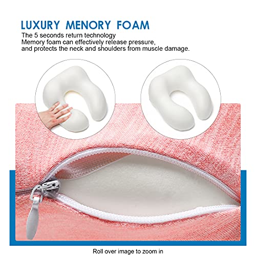 Travel Pillow Memory Foam Neck, Skin-Friendly and Breathable, Pink - Travel Pillow Memory Foam Neck, Skin-Friendly and Breathable, Pink - Travelking