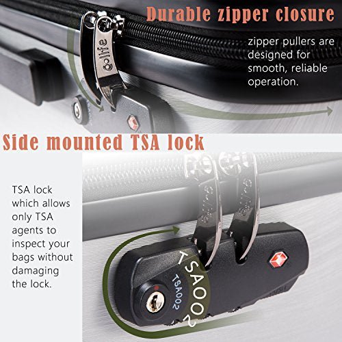 Coolife Luggage Suitcase PC+ABS with TSA Lock - Carry On - Grey - Coolife Luggage Suitcase PC+ABS with TSA Lock - Carry On - Grey - Travelking