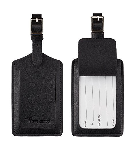 4 Pack Leather Luggage Travel Bag Tags by Travelambo Black - 4 Pack Leather Luggage Travel Bag Tags by Travelambo Black - Travelking