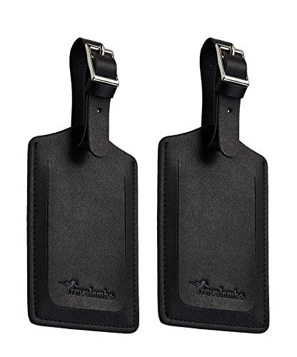 4 Pack Leather Luggage Travel Bag Tags by Travelambo Black - 4 Pack Leather Luggage Travel Bag Tags by Travelambo Black - Travelking