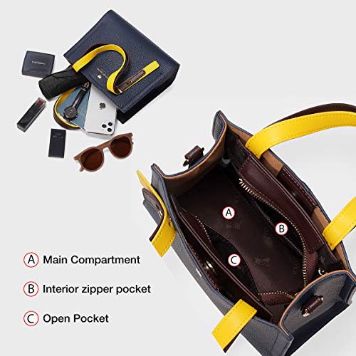 FOXER Small Satchel Handbag for Women, Genuine Leather Crossbody, Dark Blue - FOXER Small Satchel Handbag for Women, Genuine Leather Crossbody, Dark Blue - Travelking