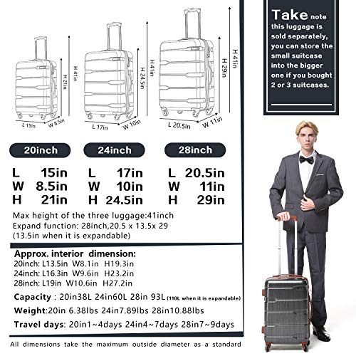 Coolife 1 Piece Luggage Expandable PC+ABS - TSA lock - Teal - Coolife 1 Piece Luggage Expandable PC+ABS - TSA lock - Teal - Travelking