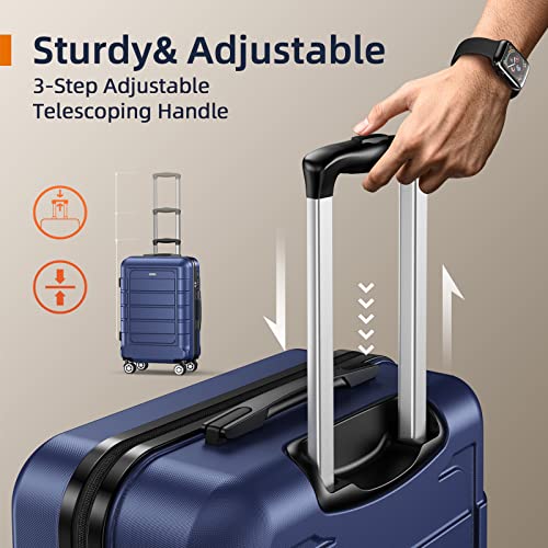 SHOWKOO Luggage Sets Expandable PC+ABS Durable Suitcase-Blue - SHOWKOO Luggage Sets Expandable PC+ABS Durable Suitcase-Blue - Travelking