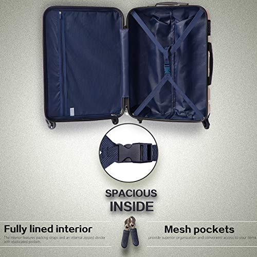 COOLIFE 3 Piece Luggage Set Hardshell With TSA Lock - Blue - COOLIFE 3 Piece Luggage Set Hardshell With TSA Lock - Blue - Travelking
