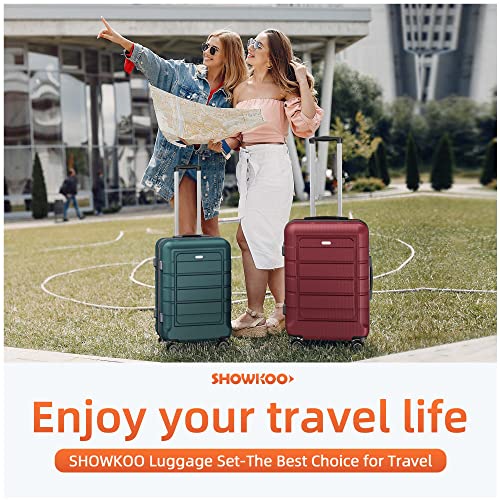 SHOWKOO Luggage PC+ABS Durable Expandable Hardside Suitcase, Wine Red - SHOWKOO Luggage PC+ABS Durable Expandable Hardside Suitcase, Wine Red - Travelking