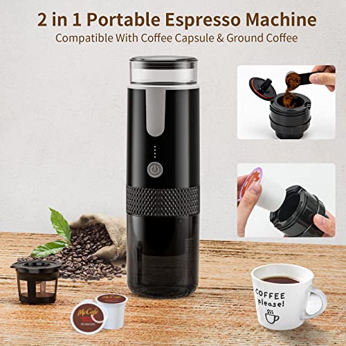  Outin Nano Portable Electric Espresso Machine with 3-4 Min  Self-Heating, 20 Bar Mini Small 12V 24V Car Coffee Maker, With NS Capsule &  Ground for Camping, Travel, RV, Hiking, Office: Home