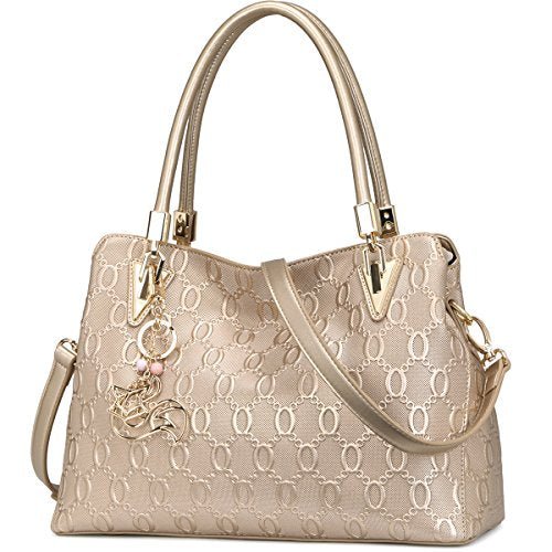 FOXER Leather Handbags for Women, Cow Leather Lock, Gold - FOXER Leather Handbags for Women, Cow Leather Lock, Gold - Travelking