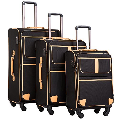 Coolife Luggage 3 Piece Set Suitcase with TSA lock - (Black) - Coolife Luggage 3 Piece Set Suitcase with TSA lock - (Black) - Travelking