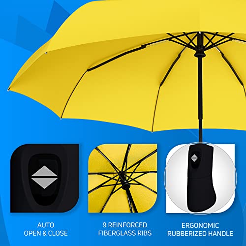 Rain-Mate Compact Travel Umbrella - Auto Open and Close - Yellow - Rain-Mate Compact Travel Umbrella - Auto Open and Close - Yellow - Travelking