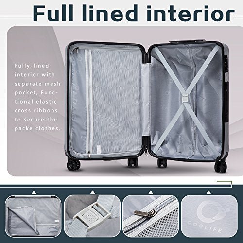 Coolife Luggage Suitcase PC+ABS with TSA Lock - Orange - Coolife Luggage Suitcase PC+ABS with TSA Lock - Orange - Travelking