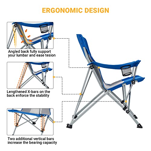 KingCamp KC2106 USVC2 Camp Chair, Standard, Blue/Grey 1 Pack - KingCamp KC2106 USVC2 Camp Chair, Standard, Blue/Grey 1 Pack - Travelking