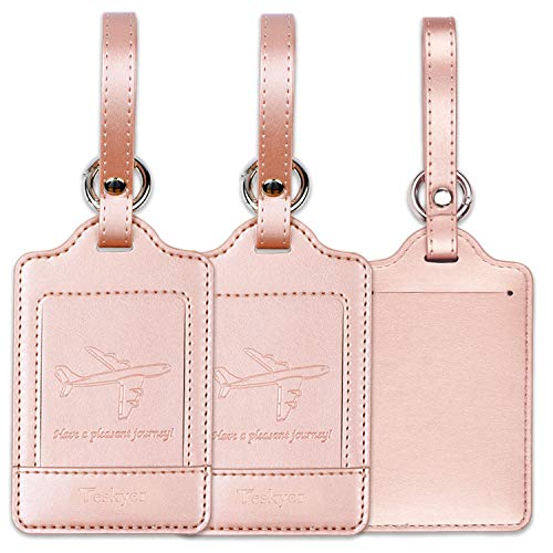 Teskyer Luggage Tags, 3 Pack PU Leather, Privacy Protection - Teskyer Luggage Tags, 3 Pack PU Leather, Privacy Protection - Travelking