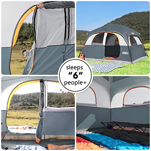 UNP Tents 6 Person Waterproof Windproof Easy Setup, Double Layer, Grey - UNP Tents 6 Person Waterproof Windproof Easy Setup, Double Layer, Grey - Travelking
