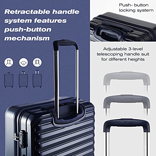 Coolife Luggage Suitcase 3 Piece Set expandable - ABS-PC - White Grid - Coolife Luggage Suitcase 3 Piece Set expandable - ABS-PC - White Grid - Travelking