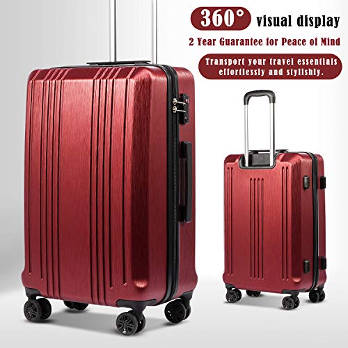 Coolife 3 Piece Luggage Expandable PC+ABS with TSA Lock - New Wine Red - Coolife 3 Piece Luggage Expandable PC+ABS with TSA Lock - New Wine Red - Travelking