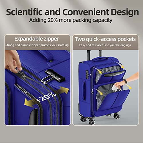 SHOWKOO Luggage Sets 3 Piece Softside Expandable Lightweight - Blue - SHOWKOO Luggage Sets 3 Piece Softside Expandable Lightweight - Blue - Travelking