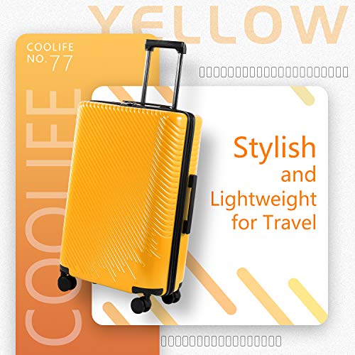 Coolife Luggage 3 Piece Sets PC+ABS Spinner Suitcase - (Mustard yellow) - Coolife Luggage 3 Piece Sets PC+ABS Spinner Suitcase - (Mustard yellow) - Travelking