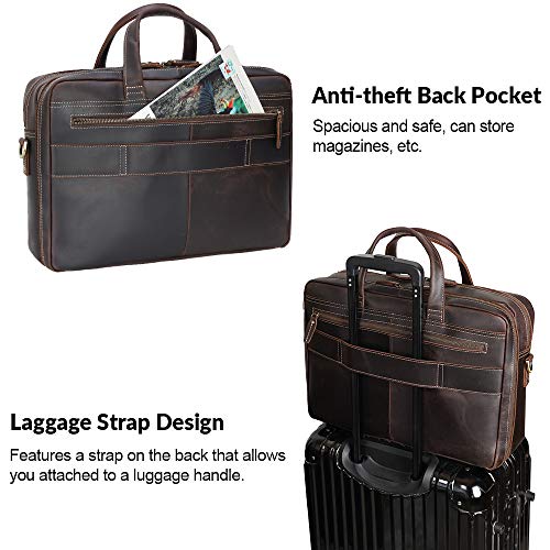 Vintage Leather Briefcase 17 Inch Laptop Case For Business Travel - Vintage Leather Briefcase 17 Inch Laptop Case For Business Travel - Travelking