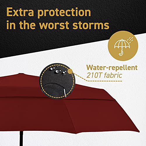 Windproof Travel Umbrellas for Rain - Lightweight - Double Vent - Marsala - Windproof Travel Umbrellas for Rain - Lightweight - Double Vent - Marsala - Travelking