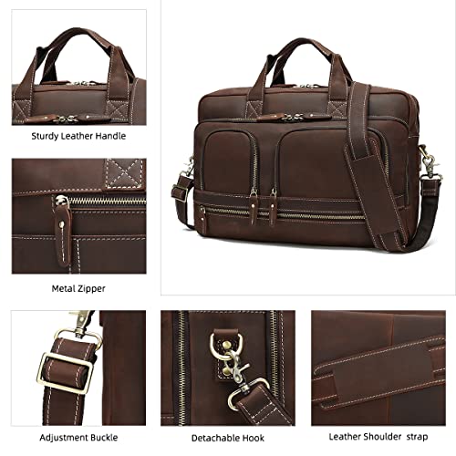 Hespary Vintage Genuine Leather Briefcase Messenger Laptop Bag - Hespary Vintage Genuine Leather Briefcase Messenger Laptop Bag - Travelking