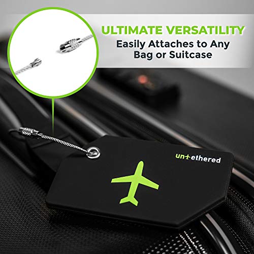Untethered Luggage Tag Set | 4 Pack Flexible & Bright Silicone - Untethered Luggage Tag Set | 4 Pack Flexible & Bright Silicone - Travelking