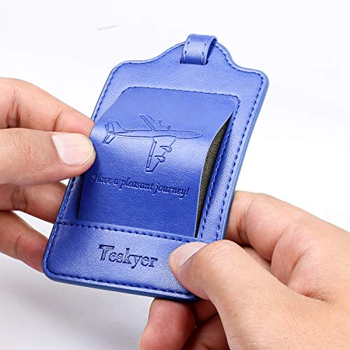 Teskyer Luggage Tags, 3 Pack Premium PU Leather Luggage Tags - Teskyer Luggage Tags, 3 Pack Premium PU Leather Luggage Tags - Travelking