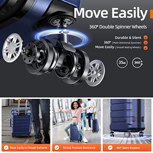 SHOWKOO Luggage Sets Expandable PC+ABS Durable Suitcase-Blue - SHOWKOO Luggage Sets Expandable PC+ABS Durable Suitcase-Blue - Travelking