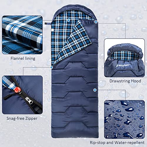 Bessport Flannel Lined Sleeping Bag Winter | 18℉ Extreme Season - Bessport Flannel Lined Sleeping Bag Winter | 18℉ Extreme Season - Travelking