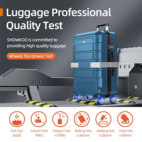 SHOWKOO Luggage Sets Expandable PC+ABS Durable Suitcase Sets, Navy - SHOWKOO Luggage Sets Expandable PC+ABS Durable Suitcase Sets, Navy - Travelking