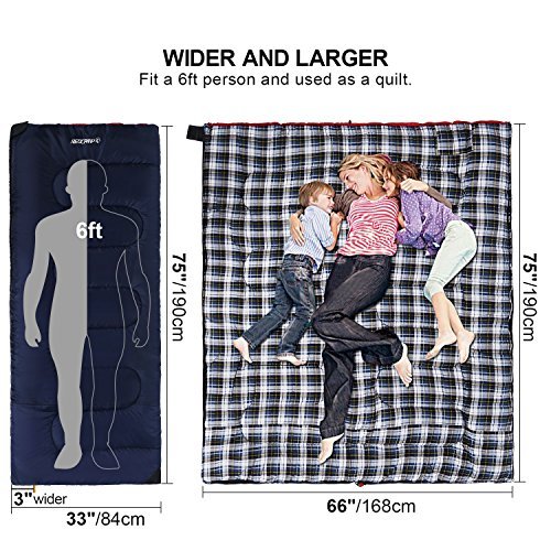 REDCAMP Outdoors Cotton Flannel Sleeping bag for Camping - REDCAMP Outdoors Cotton Flannel Sleeping bag for Camping - Travelking