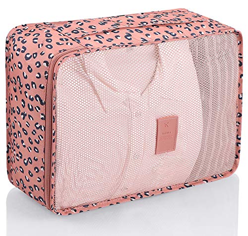 Luggage Cubes,Mossio 7 Pack Lightweight Toiletry Organizer Space Saver Travel Accessories Pink Leopard - Luggage Cubes,Mossio 7 Pack Lightweight Toiletry Organizer Space Saver Travel Accessories Pink Leopard - Travelking