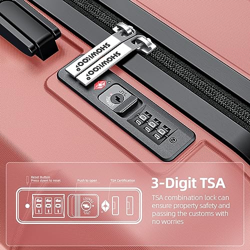SHOWKOO Luggage Sets Expandable PC+ABS Durable Suitcase Set, Rose Gold - SHOWKOO Luggage Sets Expandable PC+ABS Durable Suitcase Set, Rose Gold - Travelking