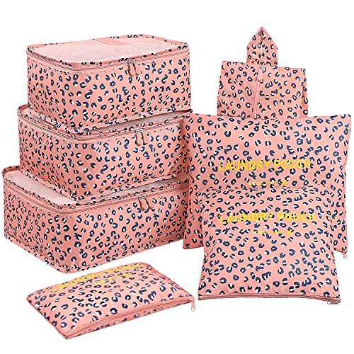 Luggage Cubes,Mossio 7 Pack Lightweight Toiletry Organizer Space Saver Travel Accessories Pink Leopard - Luggage Cubes,Mossio 7 Pack Lightweight Toiletry Organizer Space Saver Travel Accessories Pink Leopard - Travelking