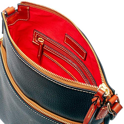 Dooney & Bourke Pebble Leather Crossbody Black W/Tan Trim One Size - Dooney & Bourke Pebble Leather Crossbody Black W/Tan Trim One Size - Travelking